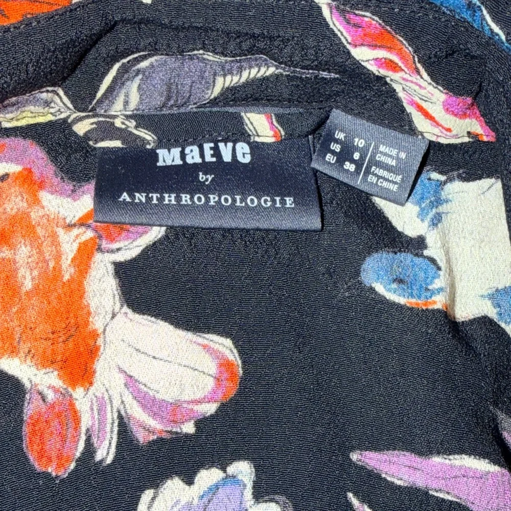 Maeve Anthropology bird Floral Print Women's Dress 6 - Picture 3 of 5